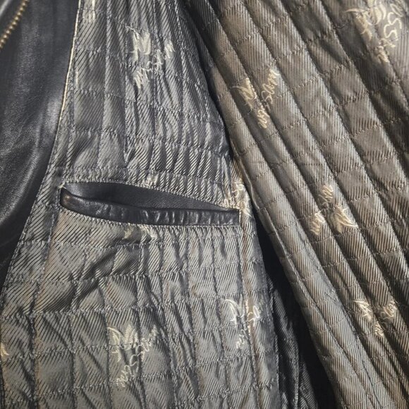 Al Wissam Men’s Embossed Genuine Leather Bomber Jacket Big & Tall, Tribal Design - Picture 13 of 15